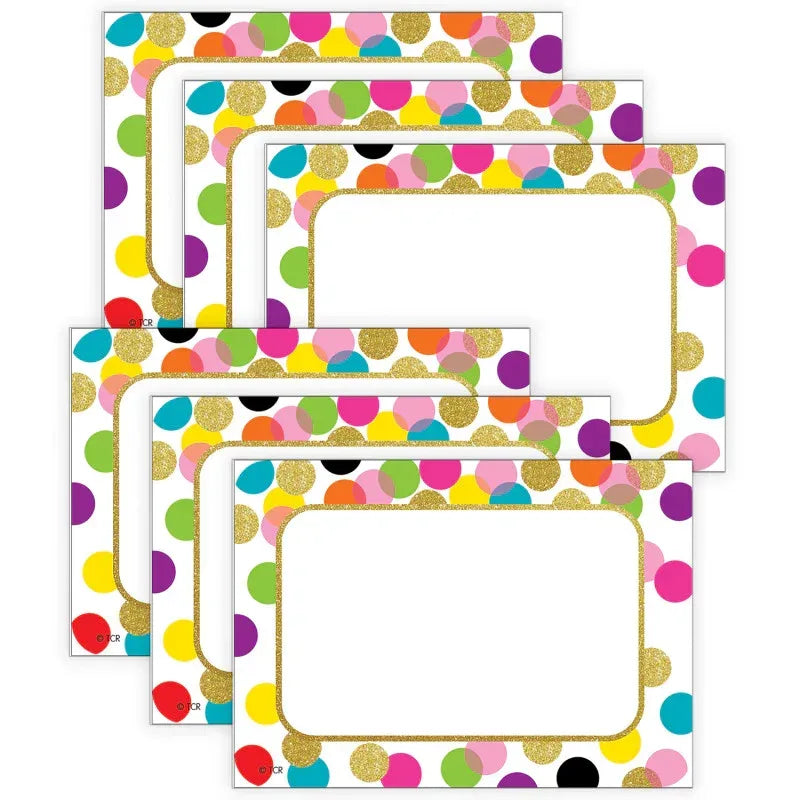 Confetti Name Tags/Labels, 36 Per Pack, 6 Packs