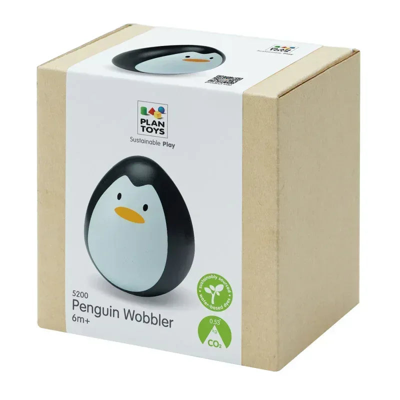Penguin Wobbler Wooden Bounce Back Toy