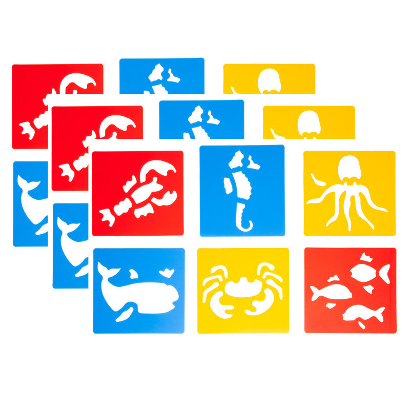 Sea Life Stencils, Plastic, 6 Count, Pack of 3