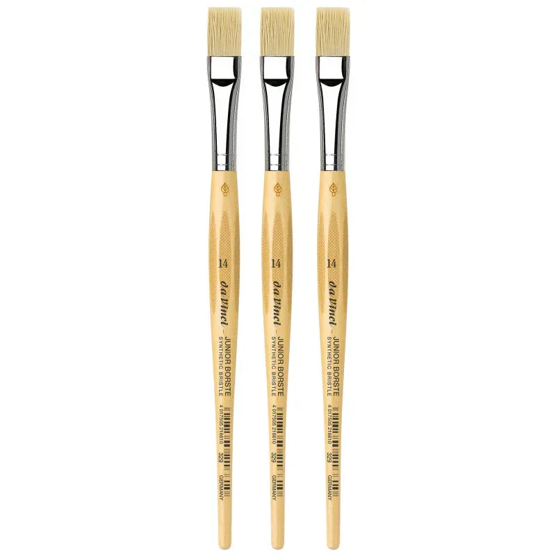 JUNIOR BORSTE Synthetic Student Brush, Synthetic, Tempera, Flat, Series 329, Size 14, Pack of 3