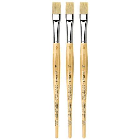 JUNIOR BORSTE Synthetic Student Brush, Synthetic, Tempera, Flat, Series 329, Size 14, Pack of 3