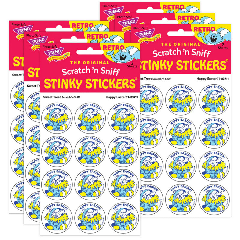 Happy Easter!/Sweet Treat scent Retro Scratch 'n Sniff Stinky StickersÂ®, 24 Per Pack, 6 Packs