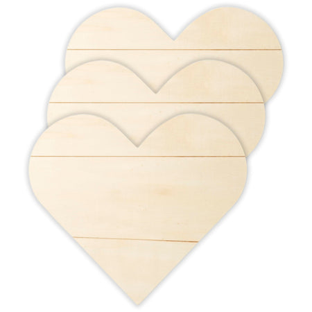 Heart Sign, Plywood, 11.81" x 10.59", Pack of 3