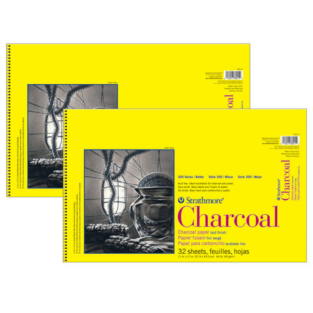 300 Series Charcoal Pad, Top Wire Binding, 32 Sheet, 11x17 inch, Pack of 2