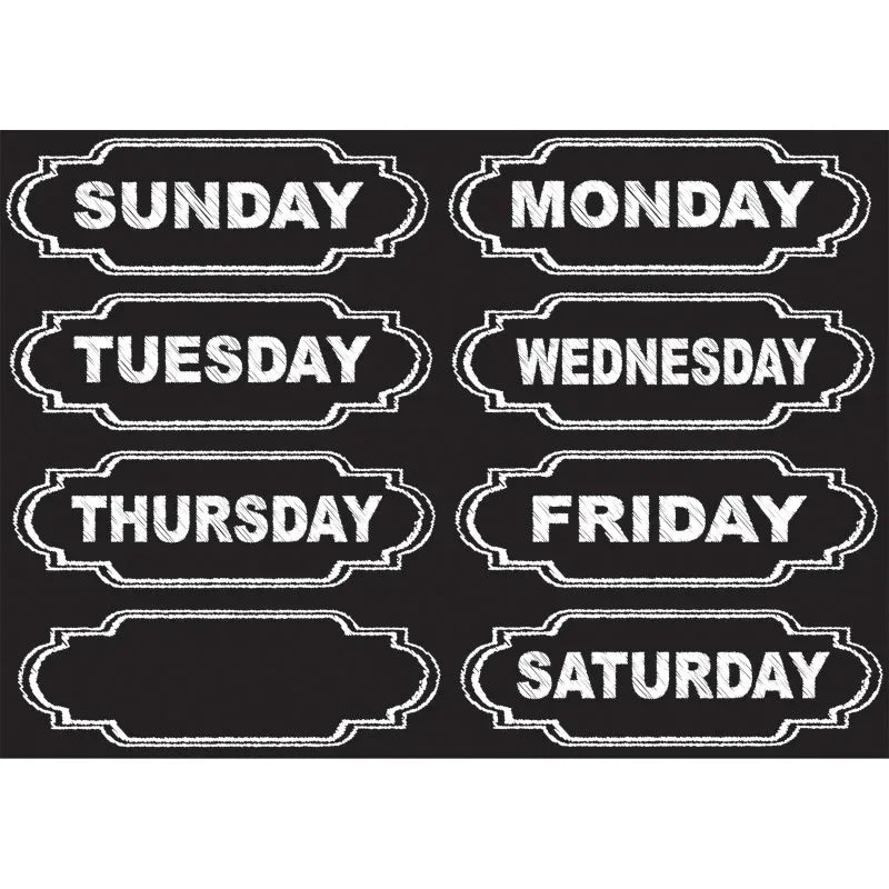 Die-Cut Magnets, Chalkboard Days of the Week, 8 Pieces