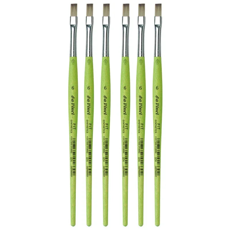 FIT Synthetics Student Brush, Synthetic, Acrylic & Tempera, Flat, Series 374, Size 6, Pack of 6