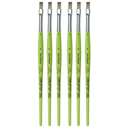 FIT Synthetics Student Brush, Synthetic, Acrylic & Tempera, Flat, Series 374, Size 6, Pack of 6
