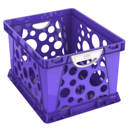 Premium File Crate with Handles, Classroom Purple