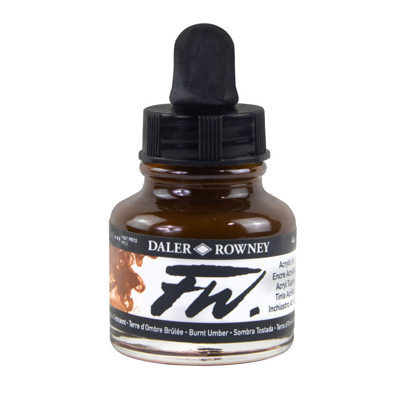 FW Acrylic Ink, Burnt Umber, 29.5ml, 1 Count