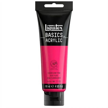 BASICS Acrylic Paint, 118 mL Tube, Fluorescent Pink