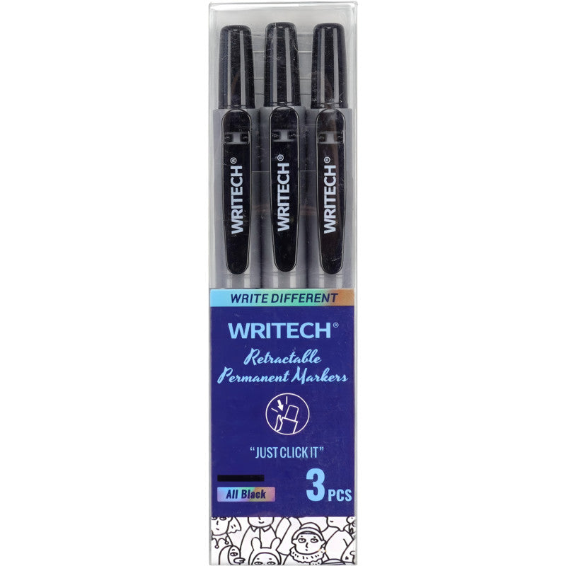 Retractable Dry Erase Markers, Black, Fine Point, 3-Pack