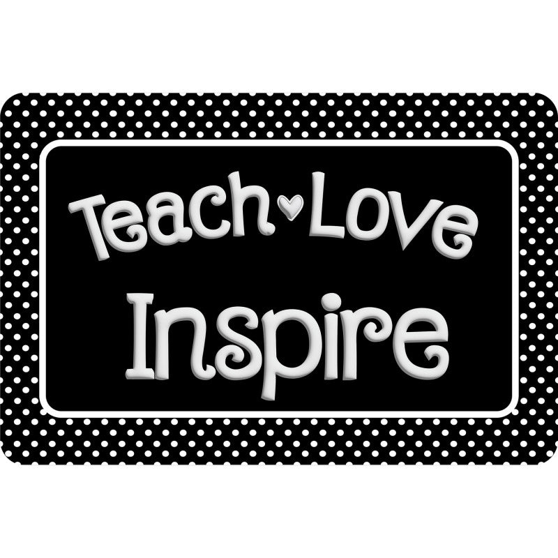 The Original Fun MatÂ® Computer Mouse Pad, 11.75x8 in, Teacher Inspiration, Teach Love Inspire, Black and White Dots Pattern