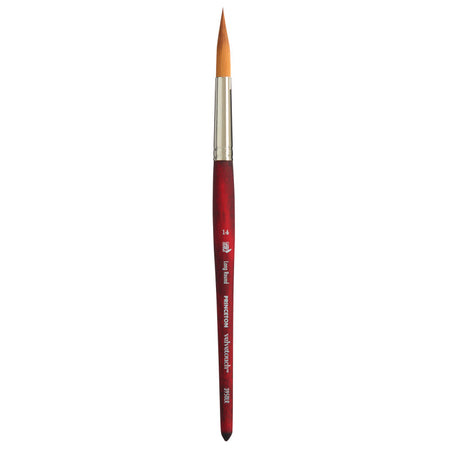 Velvetouch Long Round Brush, Synthetic Bristles, Short Handle Mixed Media Paintbrush, Scarlet, Size 14, 1 Count