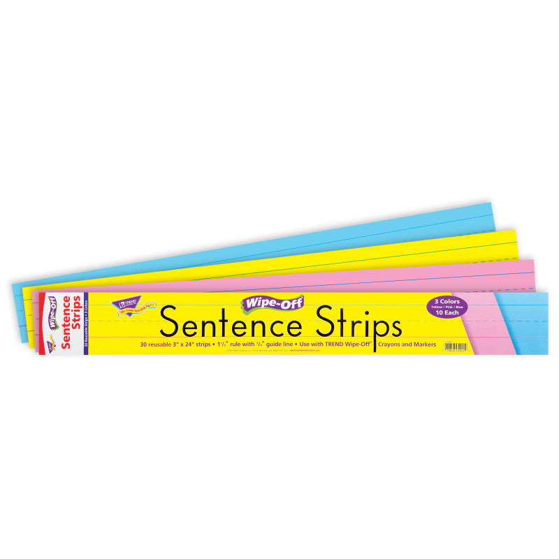 24" Multicolor Wipe-Off&reg; Sentence Strips