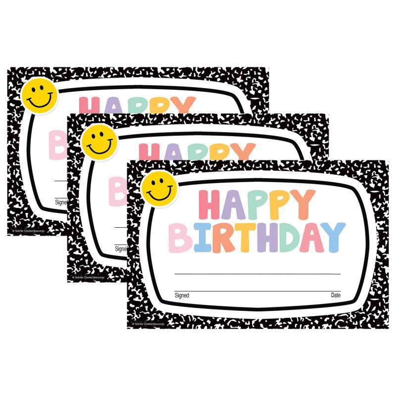 Cool for School Happy Birthday Awards, 30 Per Pack, 3 Packs