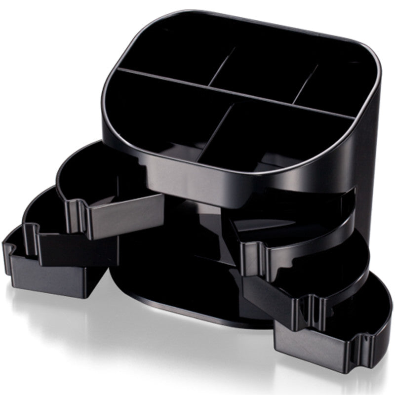 Desktop Supply Organizer with 11 Compartments and 6 Swing-Out Drawers, Black