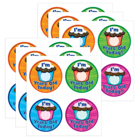 I Am __ Years Old Today WearEm Badges, 32 Per Pack, 6 Packs