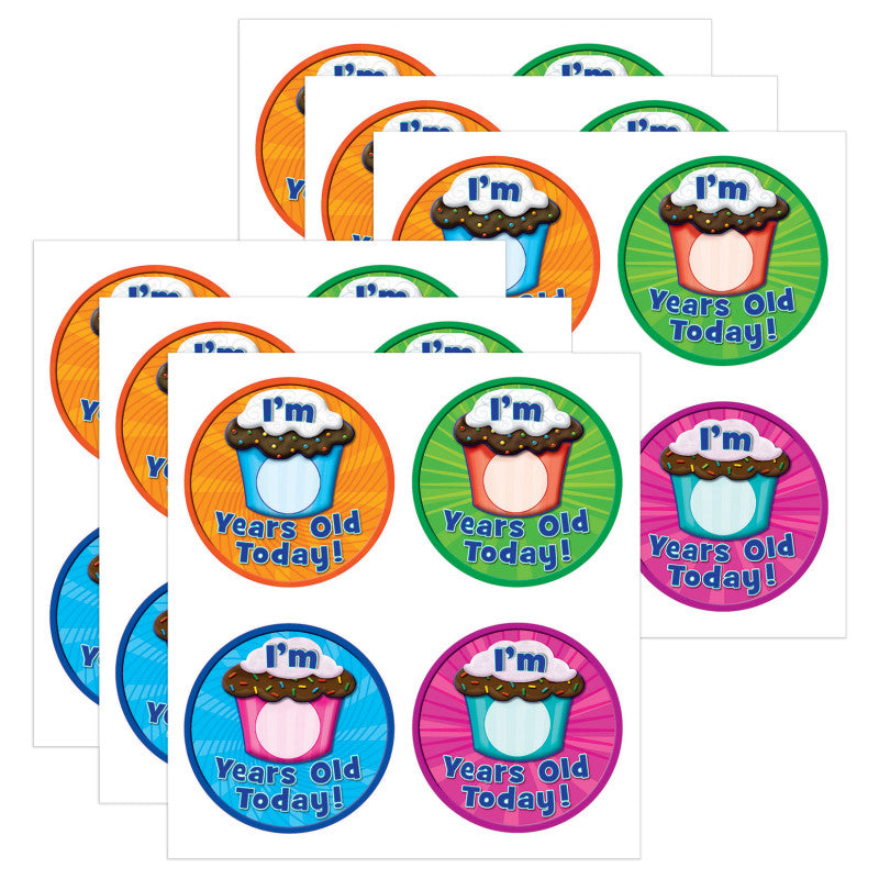 I Am __ Years Old Today WearEm Badges, 32 Per Pack, 6 Packs