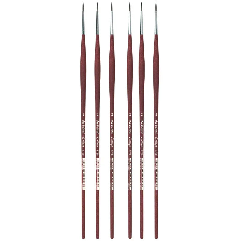 COLLEGE Student Brush, Synthetic, Acrylic & Oil, Round, Series 8730, Size 2, Pack of 6