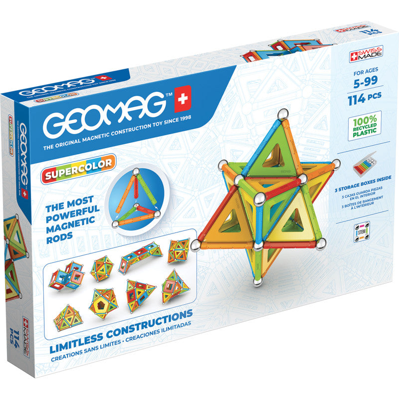 Supercolor Recycled Magnetic Building Set, 114 Pieces
