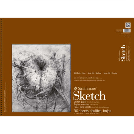 400 Series Sketch Paper Pad, Side Wire Binding, 30 Sheet, 18x24 inch, 1 Count