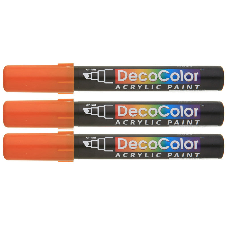 DecoColorÂ® Acrylic Paint Marker, 315-S, Chisel Tip, Pumpkin #87, Set of 3