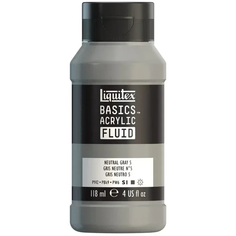BASICS Acrylic Fluid, 118 mL Bottle, Neutral Grey 5