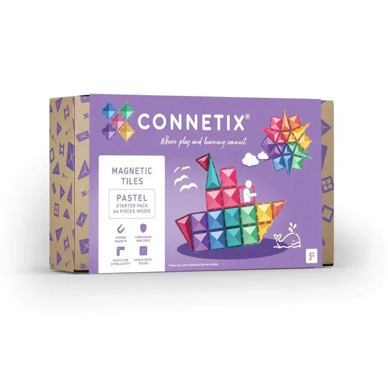 Magnetic Tiles Pastel Starter Pack, 64 Pieces