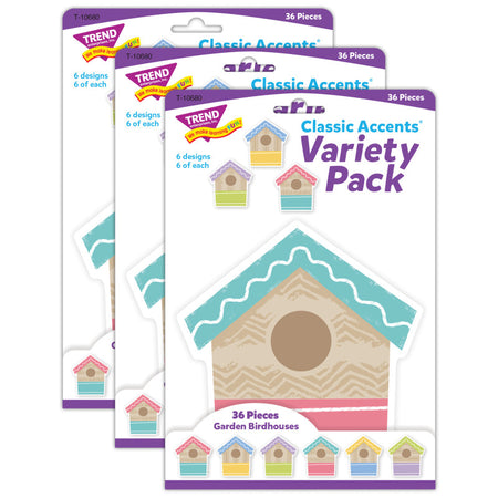 Garden Birdhouses Classic Accents&reg; Variety Pack, 36 Per Pack, 3 Packs
