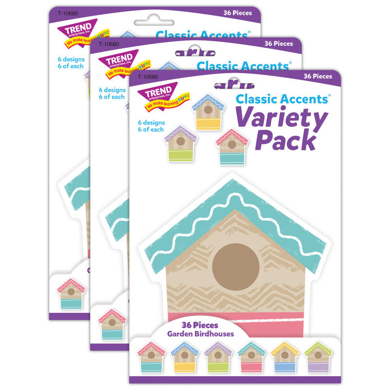 Garden Birdhouses Classic Accents&reg; Variety Pack, 36 Per Pack, 3 Packs