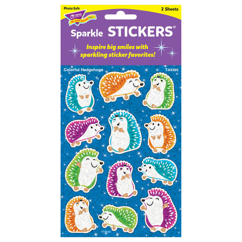 Colorful Hedgehogs Sparkle StickersÂ®, 24 ct