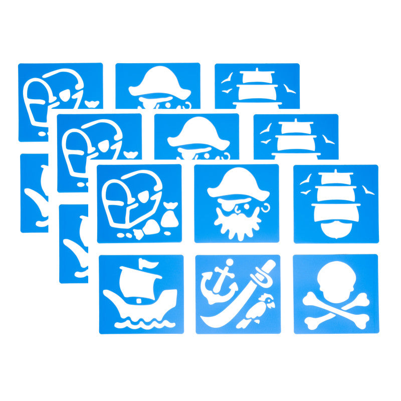 Pirate Stencils, Plastic, 6 Count, Pack of 3