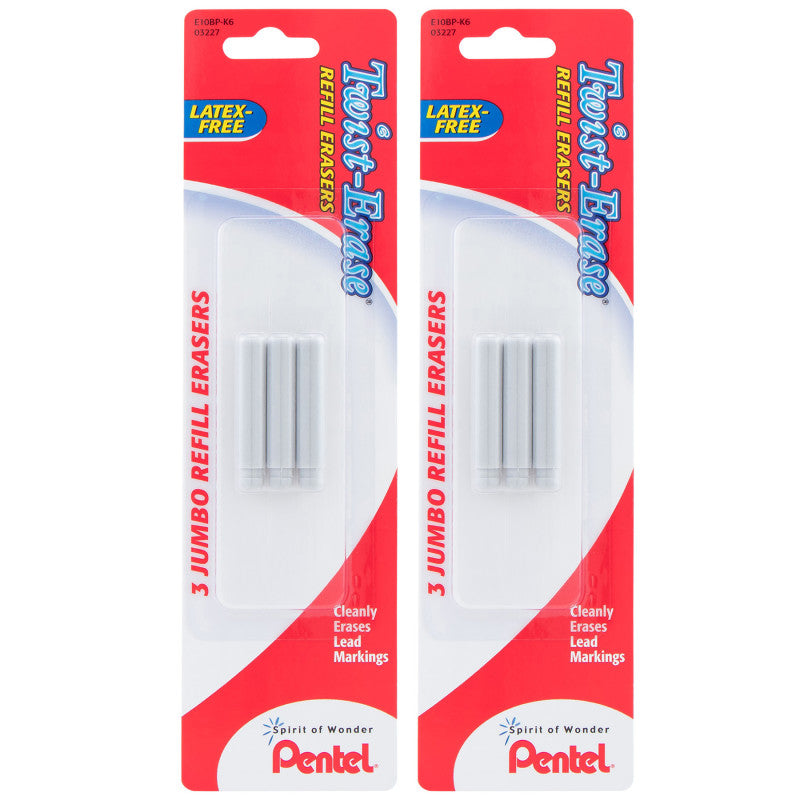 Refill Eraser For Pentel Twist-Erase Series Pencils, 18 Per Pack, 2 Packs