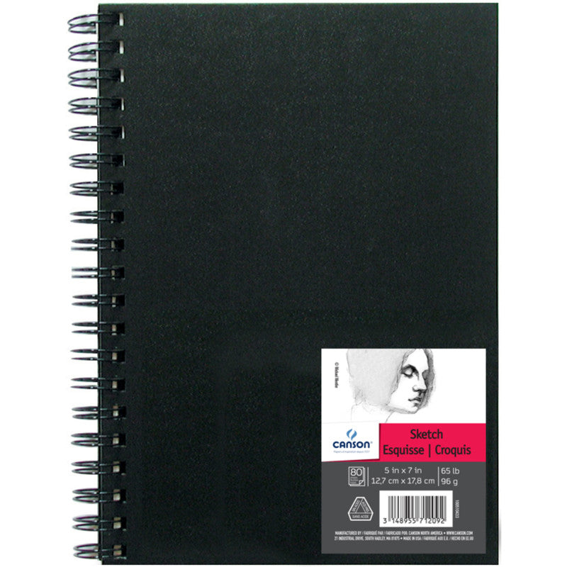 Artist Series Sketch Art Book, Black Cover, Wire Binding, 80 Sheet, 5X7 inch, 1 Count