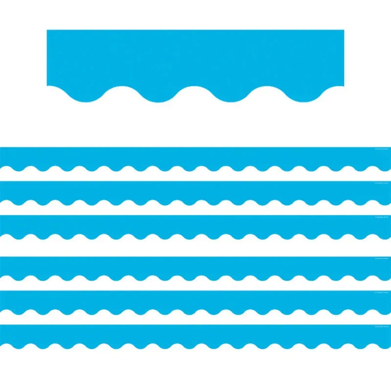 Aqua Scalloped Border Trim, 35 Feet Per Pack, 6 Packs
