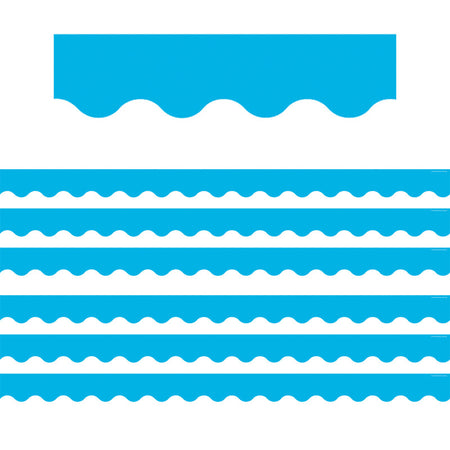 Aqua Scalloped Border Trim, 35 Feet Per Pack, 6 Packs