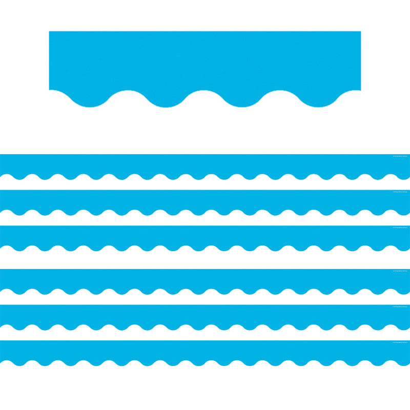 Aqua Scalloped Border Trim, 35 Feet Per Pack, 6 Packs