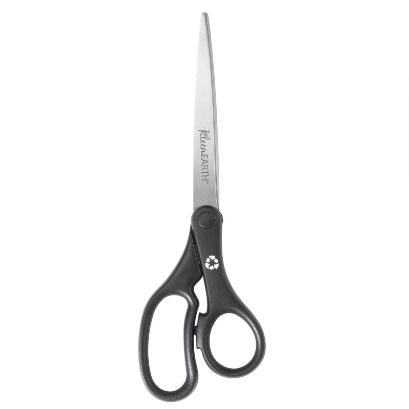 Kleenearth Basic Plastic Handle Scissors, 9 in Long, 4.25 in Cut Length, Straight Black Handle