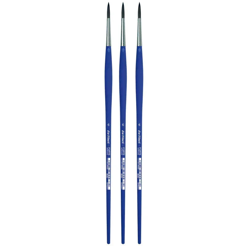 FORTE-Acrylics Student Brush, Synthetic, Acrylic & Oil, Round, Series 8630, Size 6, Pack of 3