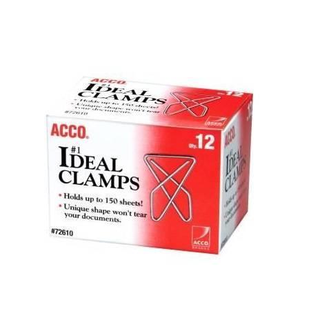 Ideal Paper Butterfly Clamp - Large - No. 1 - 150 Sheet Capacity - 12 / Box - Silver