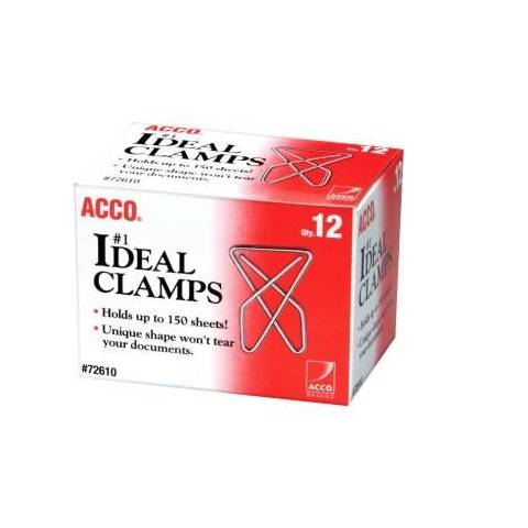 Ideal Paper Butterfly Clamp - Large - No. 1 - 150 Sheet Capacity - 12 / Box - Silver