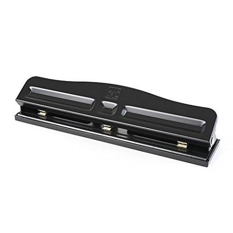 3 Hole Adjustable Paper Punch Black, 12 Sheet Capacity