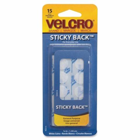 VELCRO® Brand - Sticky Back - 5/8" Coin Sets - White 90070