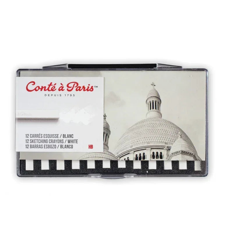 Carrés Esquisse Sketching Pastel Crayons, White HB, Set of 12