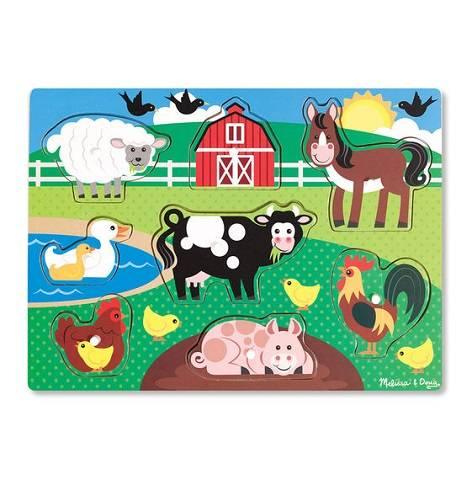 Melissa & Doug 9" X 12" Farm Peg Puzzle Wooden Puzzle - 8 Pieces, item 9050