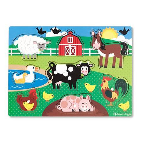 Melissa & Doug 9" X 12" Farm Peg Puzzle Wooden Puzzle - 8 Pieces, item 9050