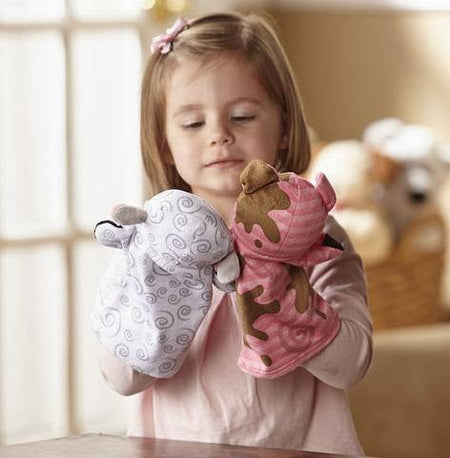 Melissa & Doug Farm Friends Hand Puppets Set of 4 - Cow, Horse, Sheep, and Pig