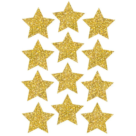 Die-Cut Magnets, 3" Gold Sparkle Stars, Pack of 12