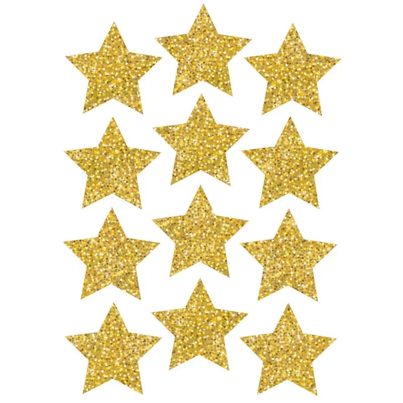 Die-Cut Magnets, 3" Gold Sparkle Stars, Pack of 12