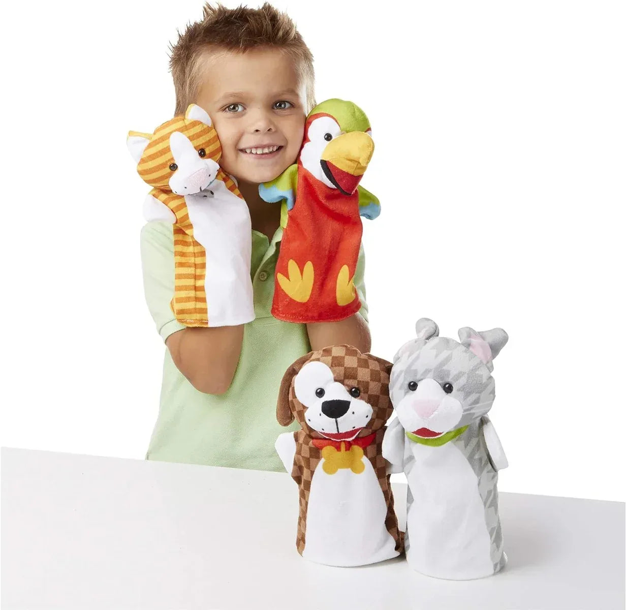Melissa & Doug Playful Pets Hand Puppets, Set of 4 (Rabbit, Parrot, Kitten, and Puppy)